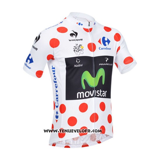 2013 Maillot Ciclismo Movistar Lider Blanc et Rouge Manches Courtes et Cuissard